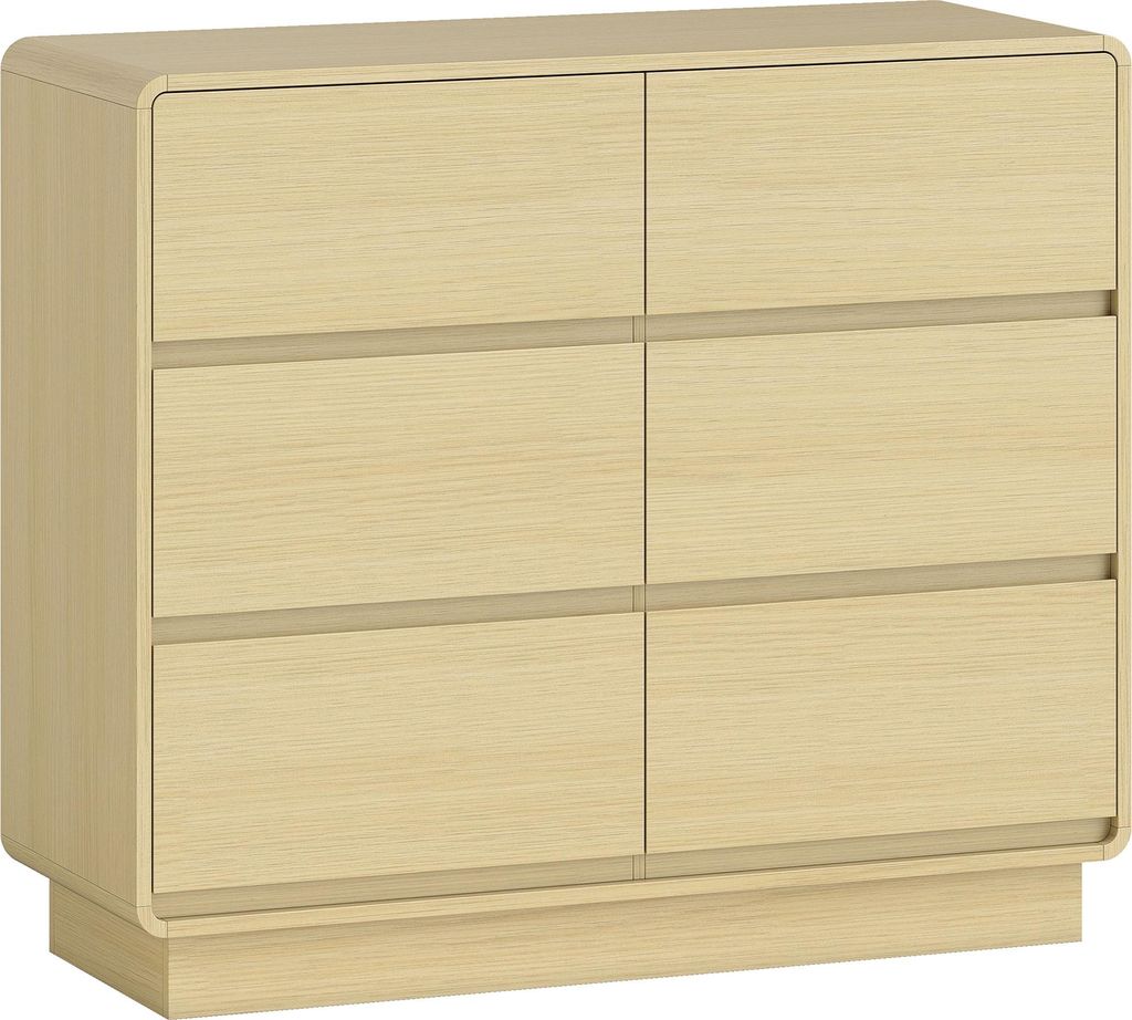 100 cm Sideboard, Buffetschrank mit 6 Schubladen, Kommode für Küche, Wohnzimmer, Esszimmer, Naturholz