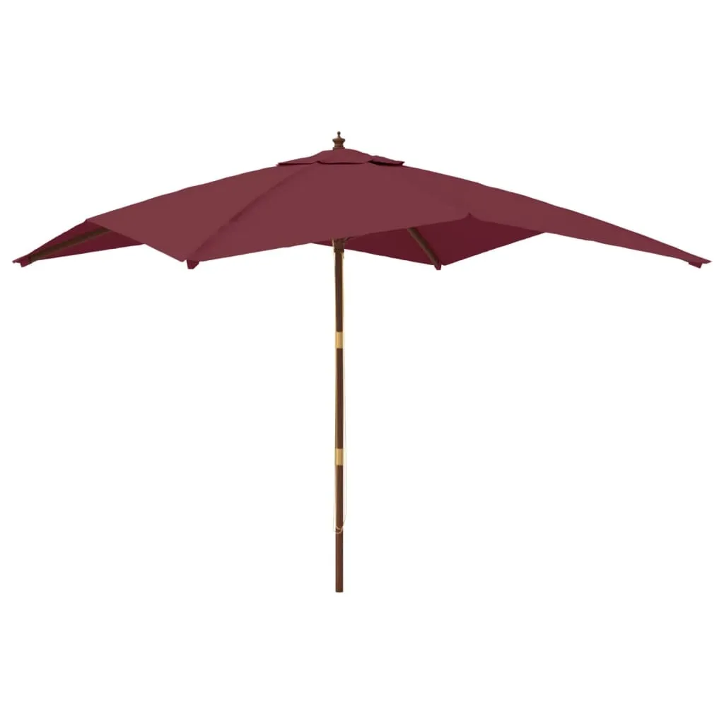 Ombrellone Rustico Legno 3x3m Rosso Bordeaux - vidaXL Outdoor