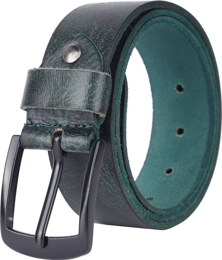 Echt Leder Gürtel 4cm Herren Damen Ledergürtel für Jeans, Anzug Schwarz Kürzbar