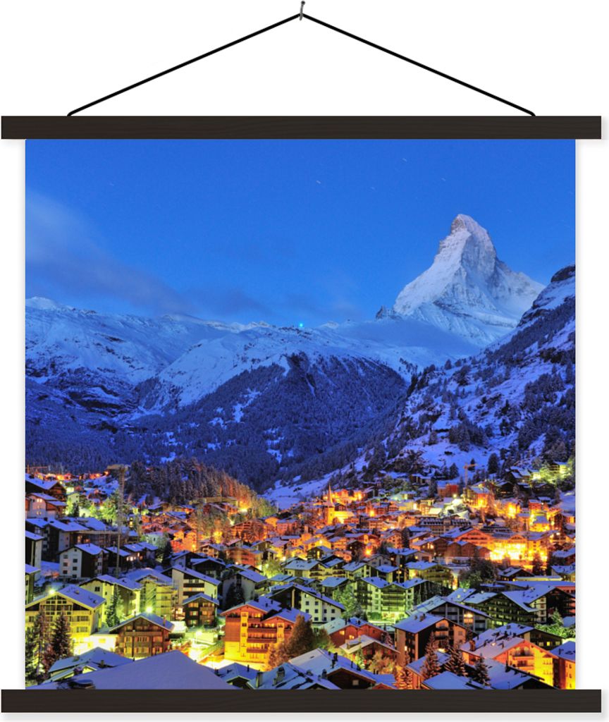 MuchoWow Textilposter Sonnenaufgang über dem Schweizer Matterhorn in Zermatt 40x40 cm mit schwarzem Rahmen - Fotos