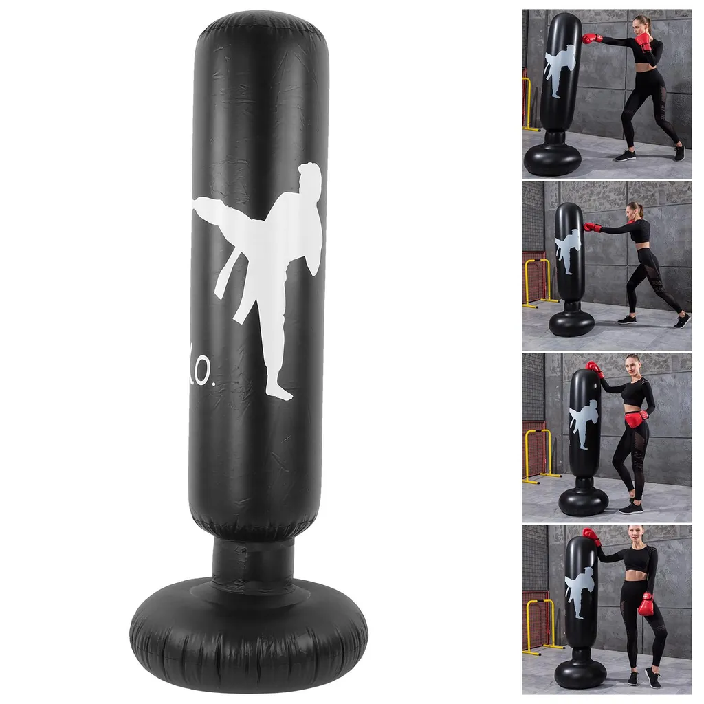Sac de boxe gonflable robuste de 1,6 m avec socle lestable noir - 5