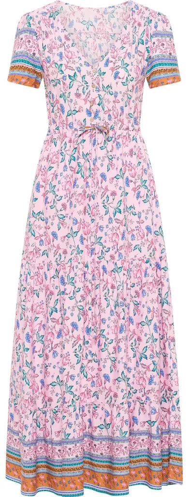 Robe d'été longue femme Alzou rose multicolore XL - Style bohème chic