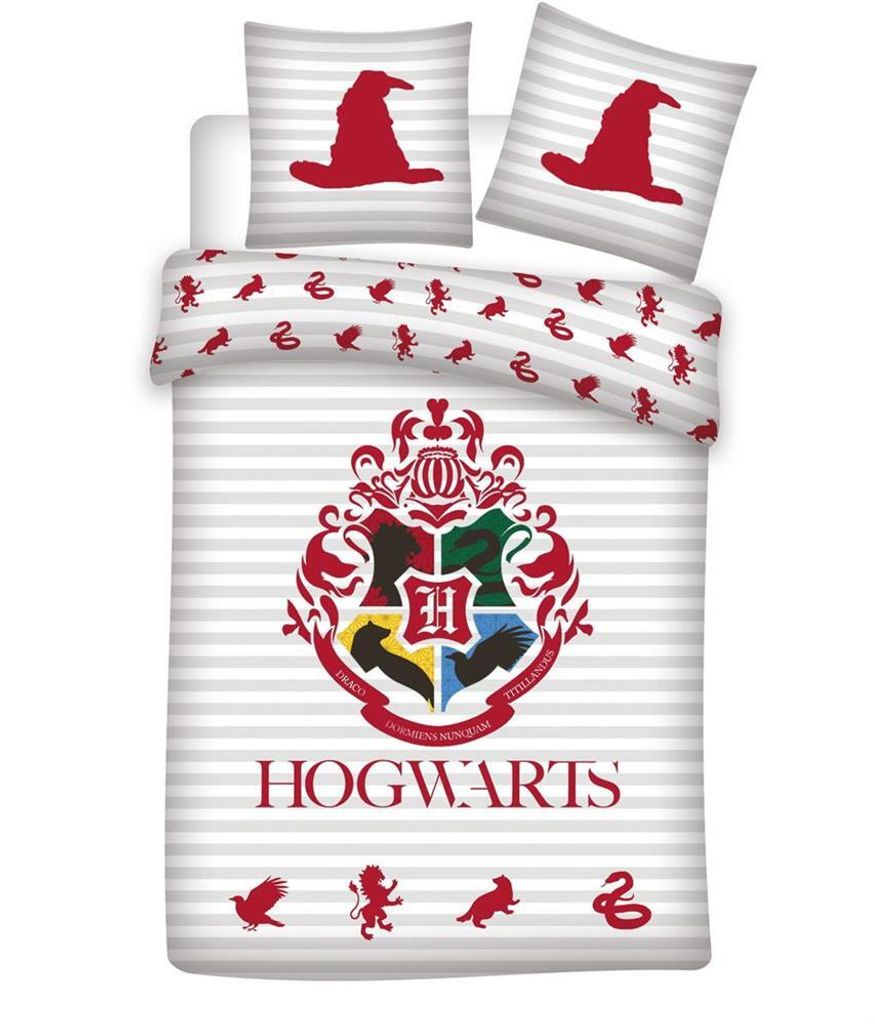 Harry Potter Bettwäsche "Hogwarts Wappen rot" 140x200cm, 100% Baumwolle