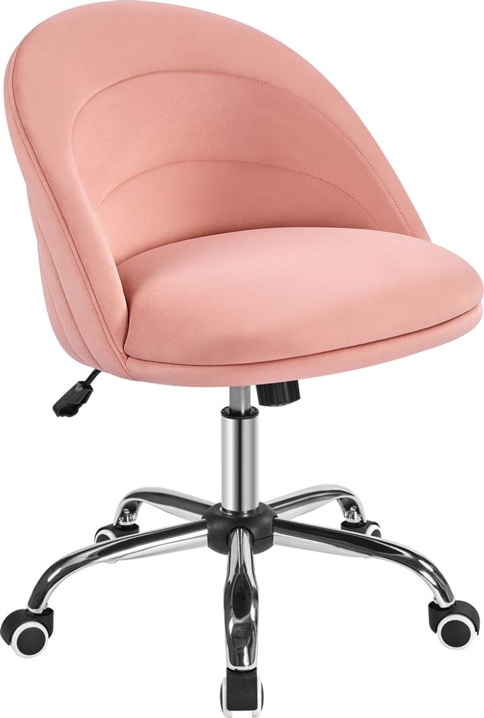 Yaheetech Bürostuhl Bürosessel höhenverstellbar, ergonomischer Schreibtischstuhl, Homeoffice Stuhl mit Rollen, Drehstuhl bis 136 kg belastbar, Rosa