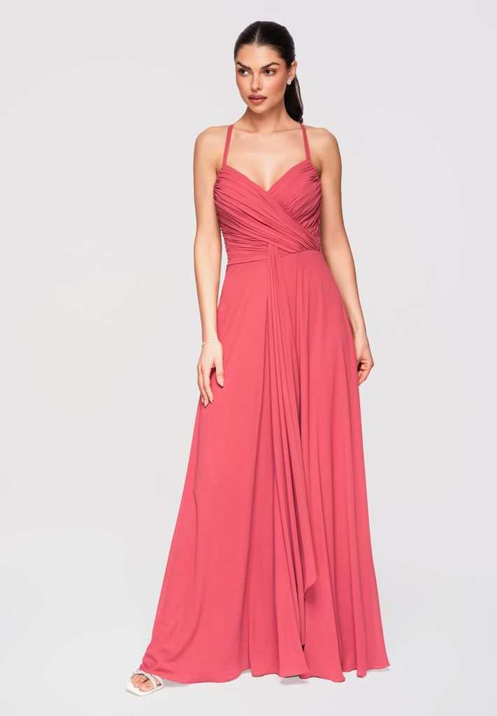 LARICA Maxikleid Abendkleid Chiffon Elegant LA-OM-DLR310 coral M