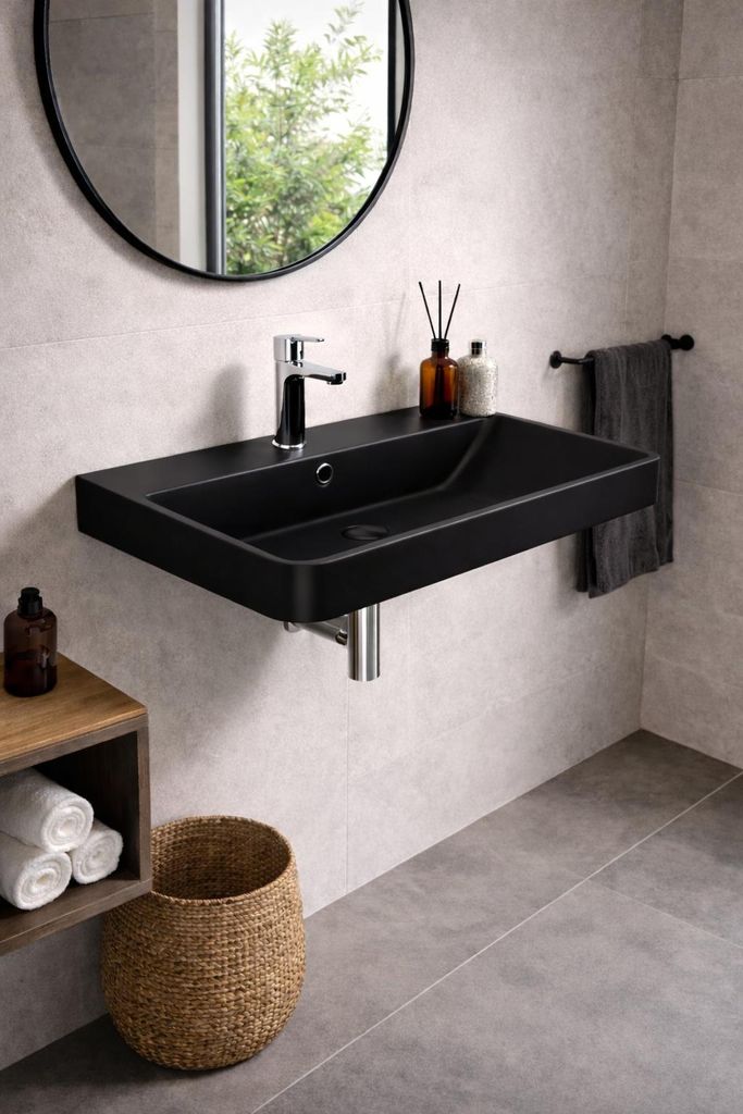 Waschbecken Schwarz Matt 60x45 11060 Luxury