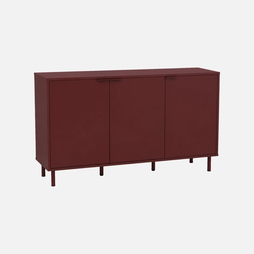 sweeek - Sideboard mit Holzdekor und Metall 3 Türen 120cm - Produktbild 