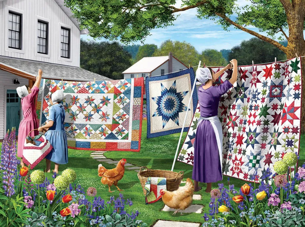 Puzzle 500 pièces SunsOut Quilts in the Backyard par Sharon Steele