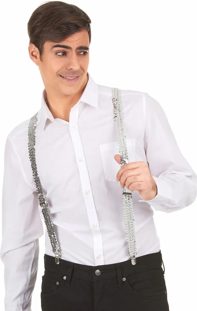 Bretelle in paillettes argento - taglia unica - 3