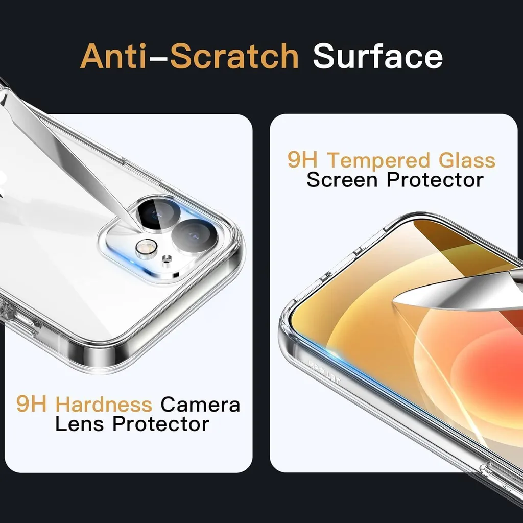 Pack de Protection iPhone 12 Coque Transparente et Verre Trempé Complet - 6