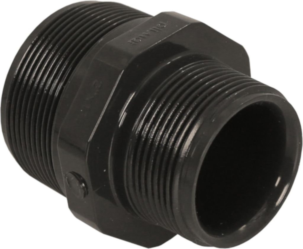 HAF 1x PVC Fittings Doppelnippel mit 2" x 1 1/2" | Außengewinde x Außengewinde | 2 Zoll x 1,5 Zoll | Verbinder aus grauem PVC | PN16 für Verrohrung