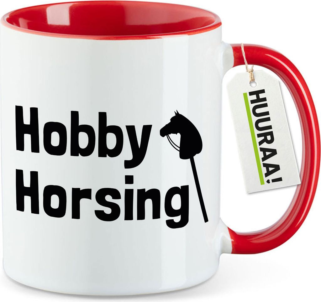 Huuraa Kaffeetasse Hobby Horsing Steckenpferd 330ml Rot Keramik Kaffeebecher Geschenkidee