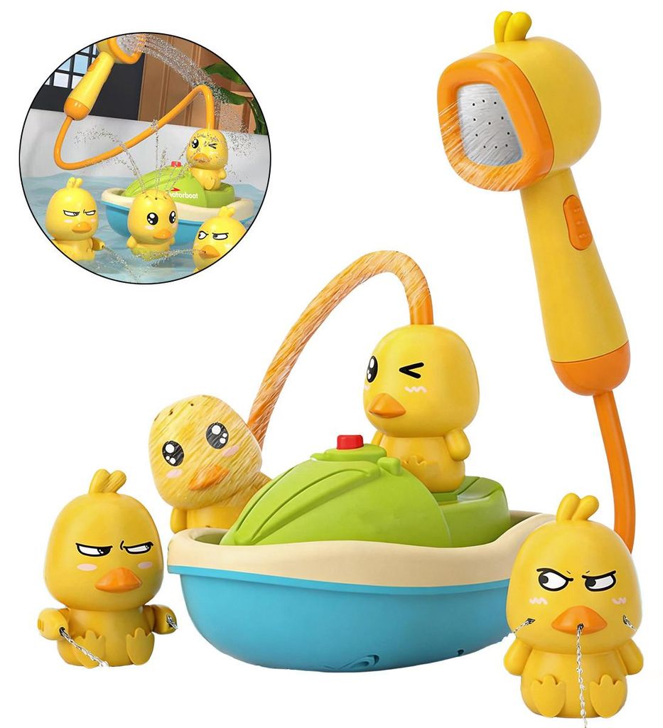 Badewannenspielzeug, Ente Elektrisches Baby Badespielzeug mit Duschkopf, Wasserspielzeug Kinder, Geschenk für Jungen Mädchen