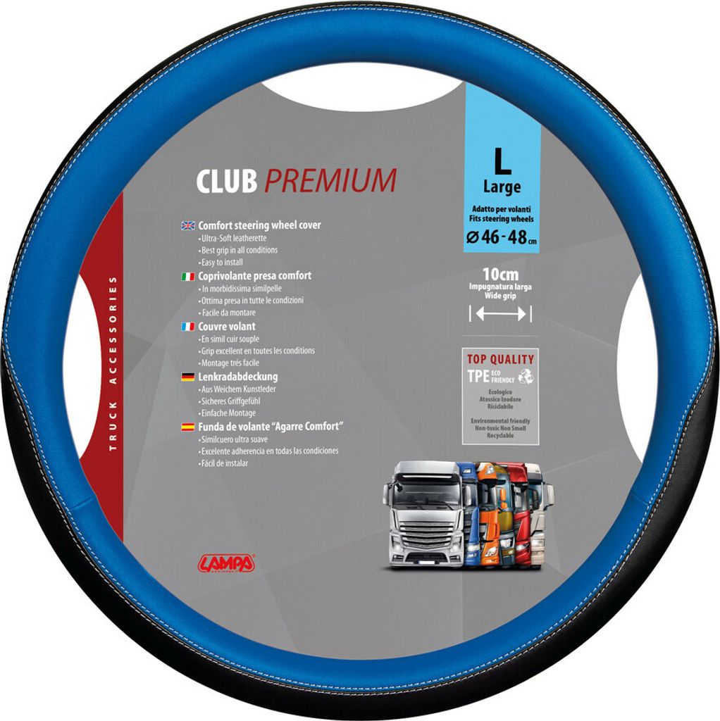 Lampa Lenkradbezug Club aus Skeentex - L - Ø 46/48 cm - Blau