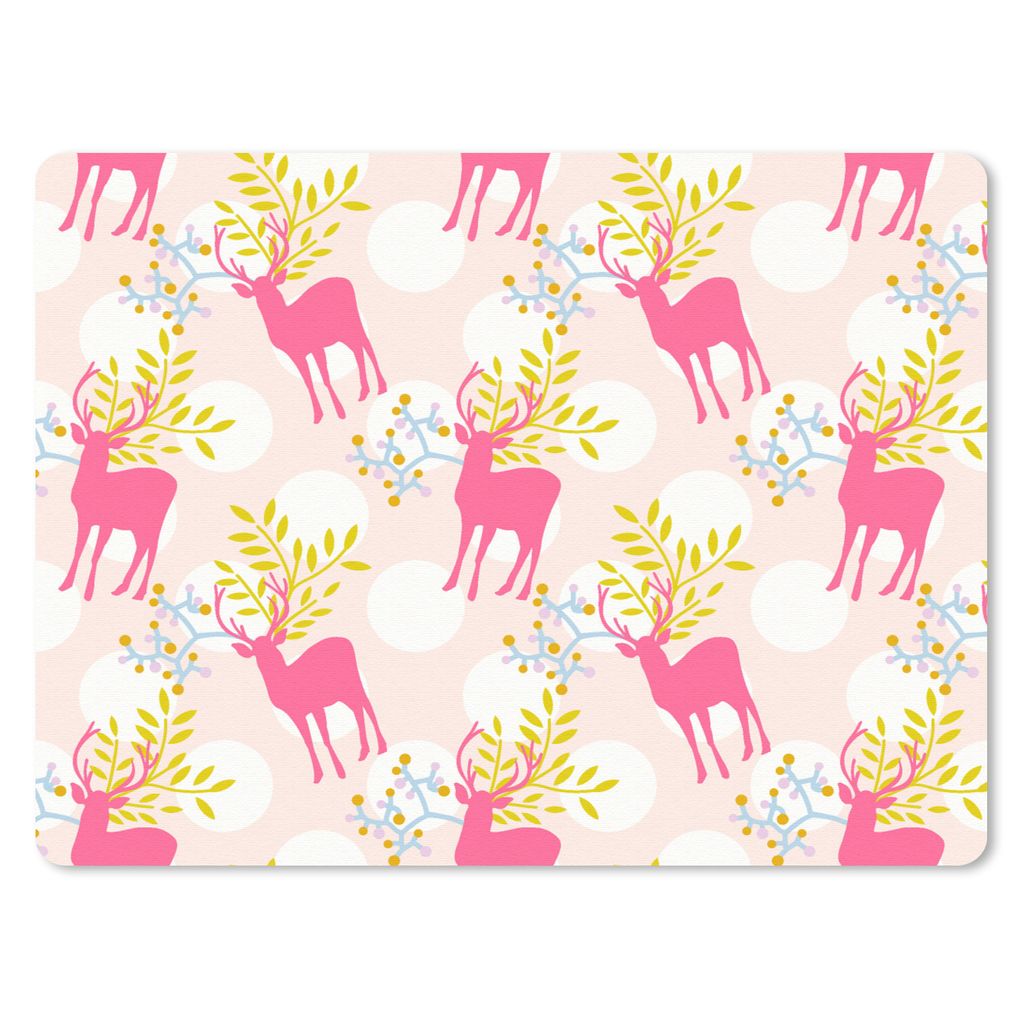 MuchoWow Mauspad Mousepad Hirsche - Rosa - Muster 40x30 cm - Mousepads - Maus Mat - Pad - Mausunterlage - Anti Rutsch