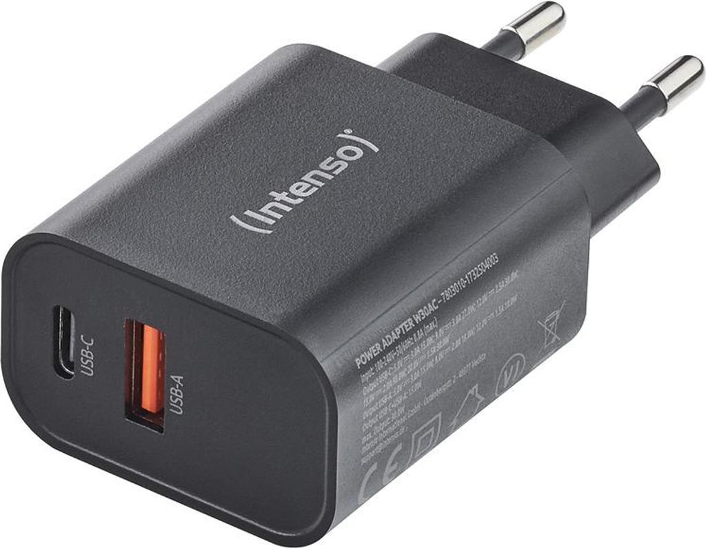 Intenso Power Adapter 1x USB-A/1x USB-C 30W Black Immagine del prodotto 