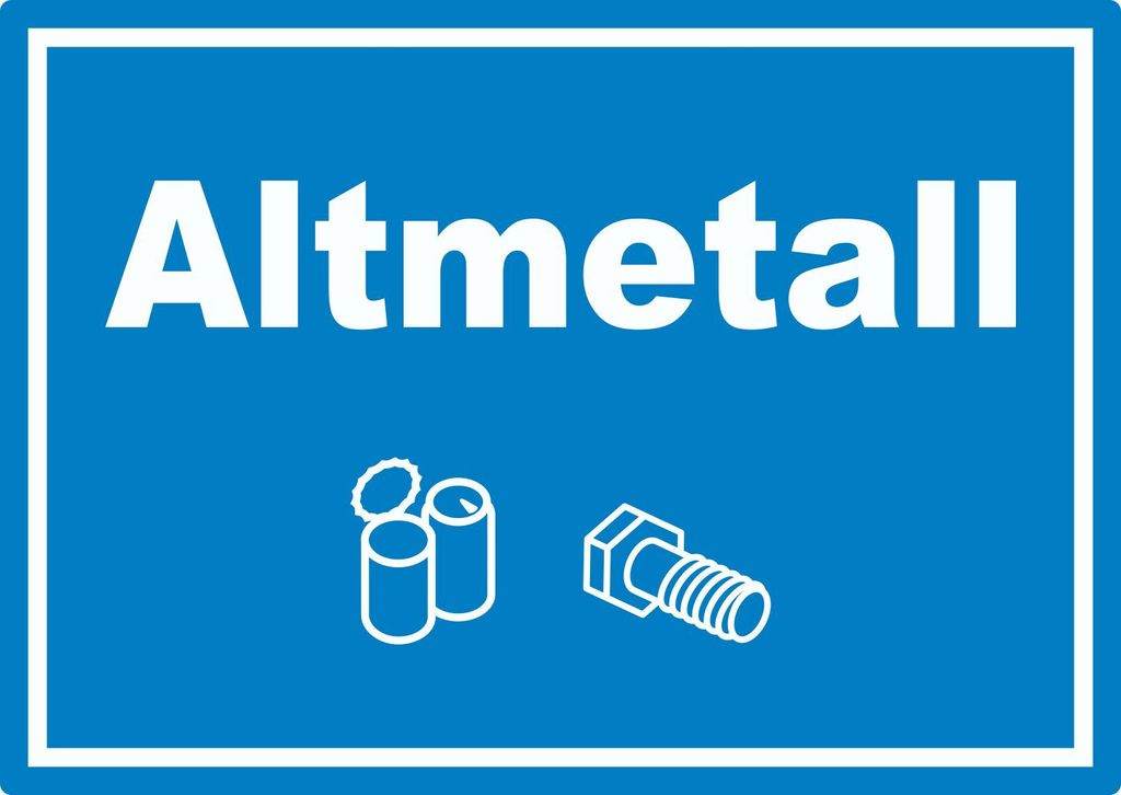 Altmetall Mülltrennung Aufkleber Text Symbol Blech Dose Schraube A5 (148x210mm)