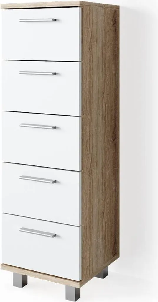 Meuble de bain compact Vicco Ilias Sonoma 30x95cm avec finition boisée