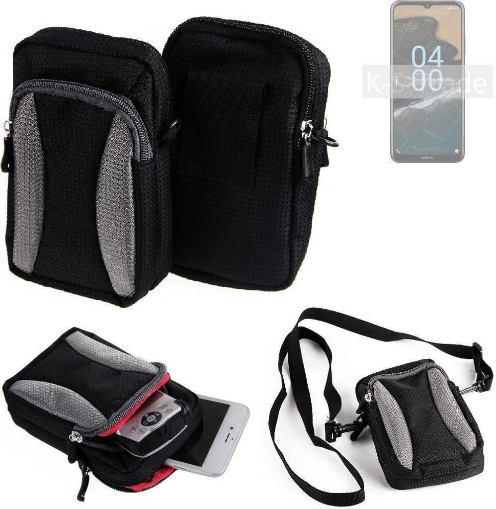 K-S-Trade Holster Schutz Hülle kompatibel mit Nokia G400 5G Handy Hülle Gürteltasche Umhängetasche mit Zusatzfach schwarz