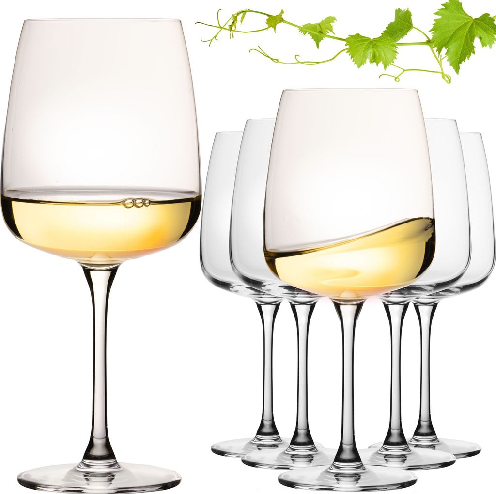 IMPERIAL Große Eckige Weißweingläser 480ml "Milano" Set 6-Teilig Chardonnay Glas aus Crystalline Glas Spülmaschinenfest