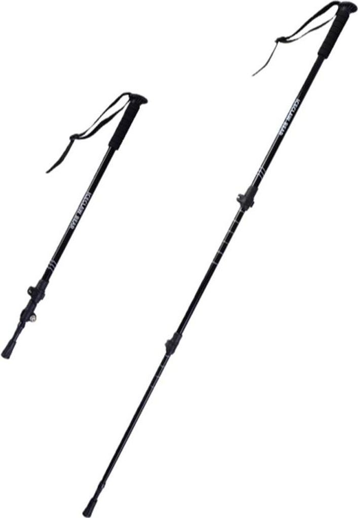 INF Ultraleichter 3-teiliger Trekkingstock aus Aluminium - Verstellbarer Wanderstock Schwarz