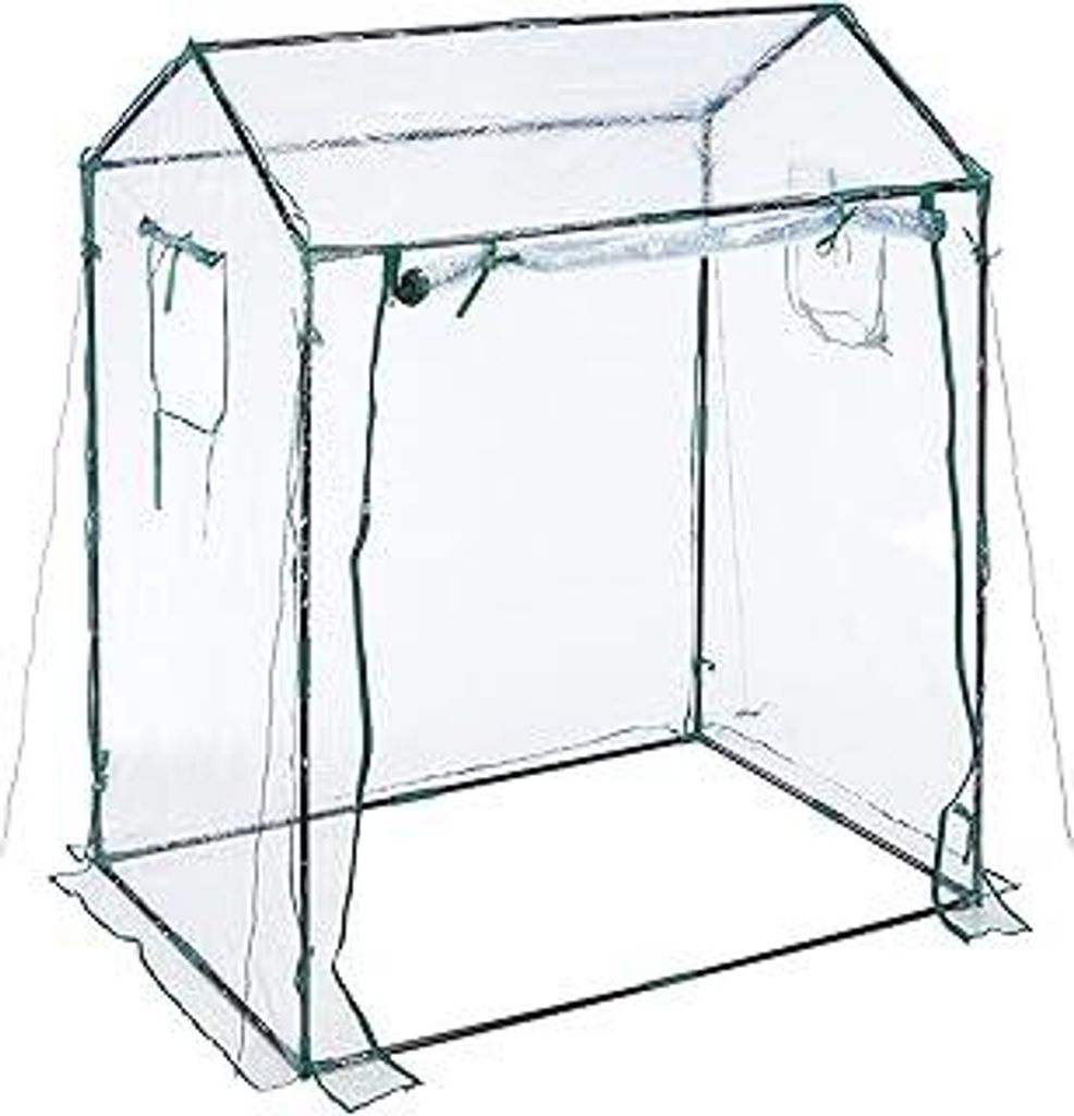 Foliengewächshaus, PVC-Folie, aufrollbare Tür & Fenster, HBT: 152x132x92 cm, Gewächshaus Tomaten, transparent