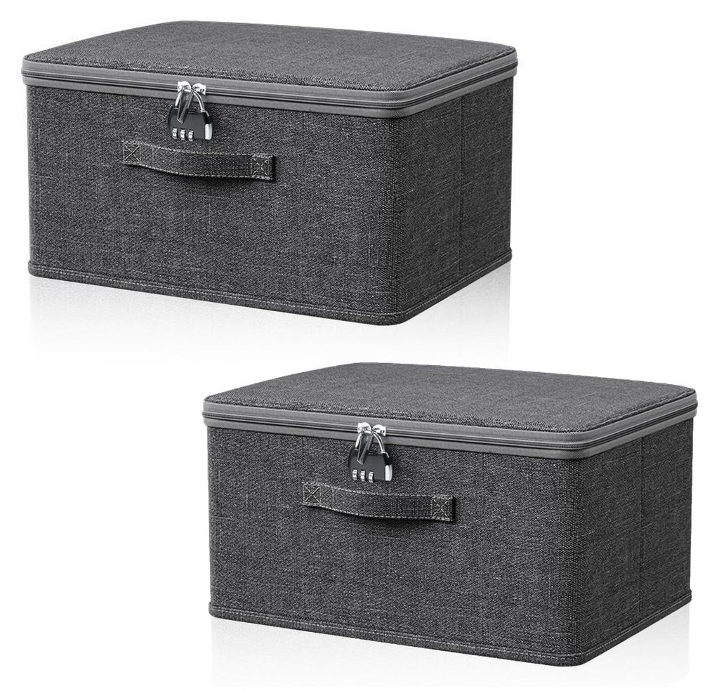 2-teiliges abschließbares Aufbewahrungsbox-Set, faltbare, abschließbare Aufbewahrungsbox mit Deckel für Bettwäsche, Kleidung und Süßigkeiten.