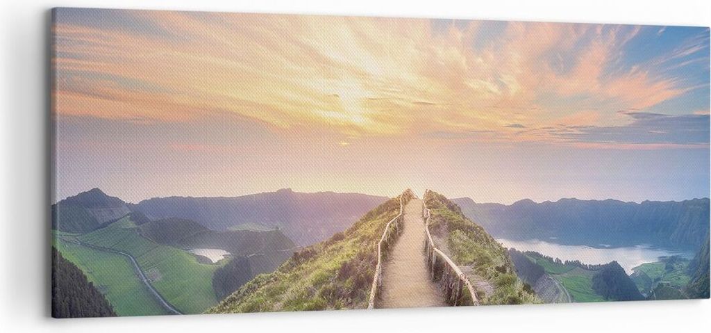Bild auf Leinwand - Leinwandbild - Einteilig - Trail Berg Azoren - 120x50cm - Wand Bild - Wanddeko - Wandbilder - Leinwanddruck - Bilder - Wanddeko...