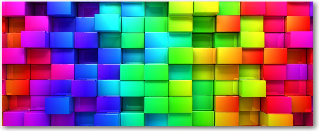 Tulup Küchenrückwand Spritzschutz aus Glas -125x50 -Spritzschutz auf gehärtetes Glas Deko Kunst Bunte Boxen