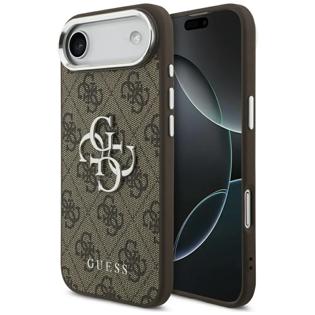 Cover Guess iPhone 17 Air Marrone Ecopelle - Protezione Big Logo Argento