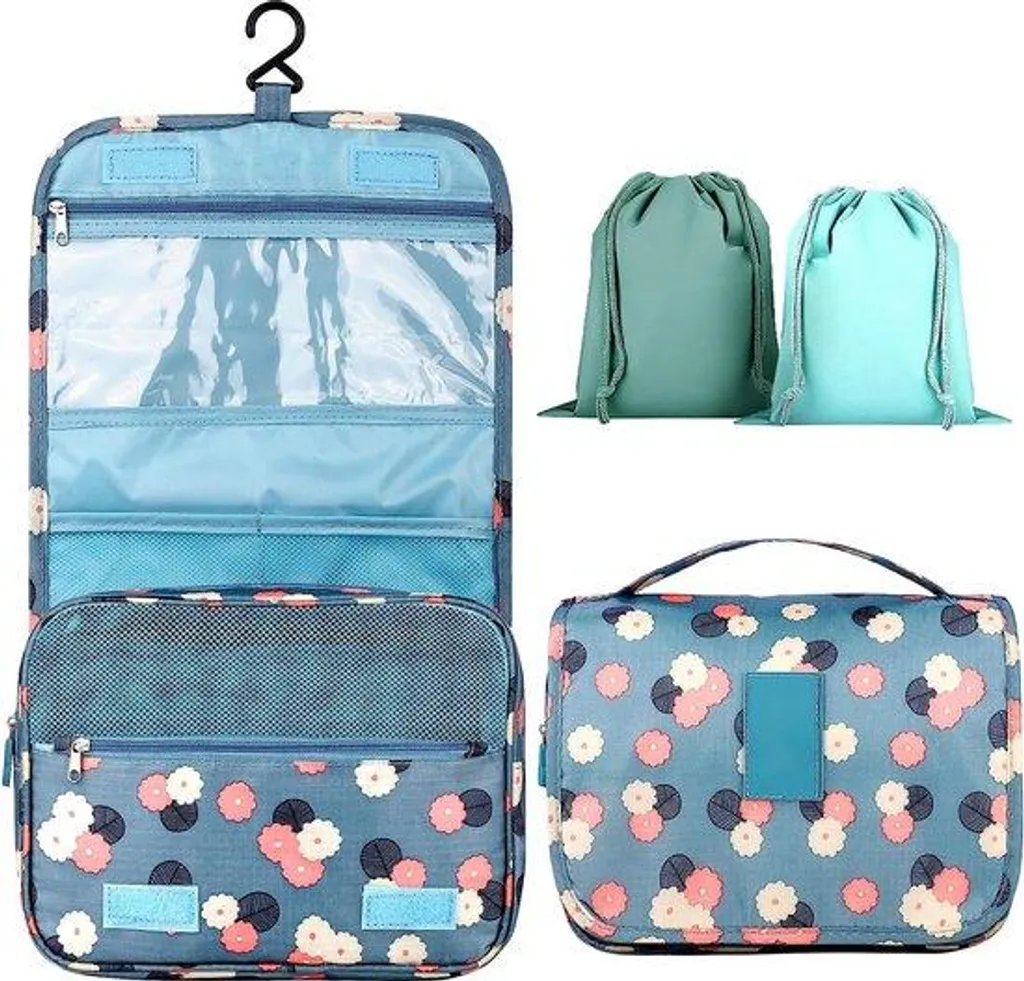 Set de toilette anti-fuite 9 pièces bleu pour voyage sans encombre