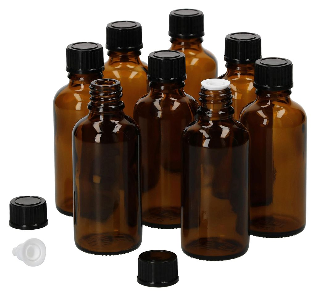8ks sada miniaturních lahviček Kapátko Jantarové sklo 50ml Obrázek produktu 