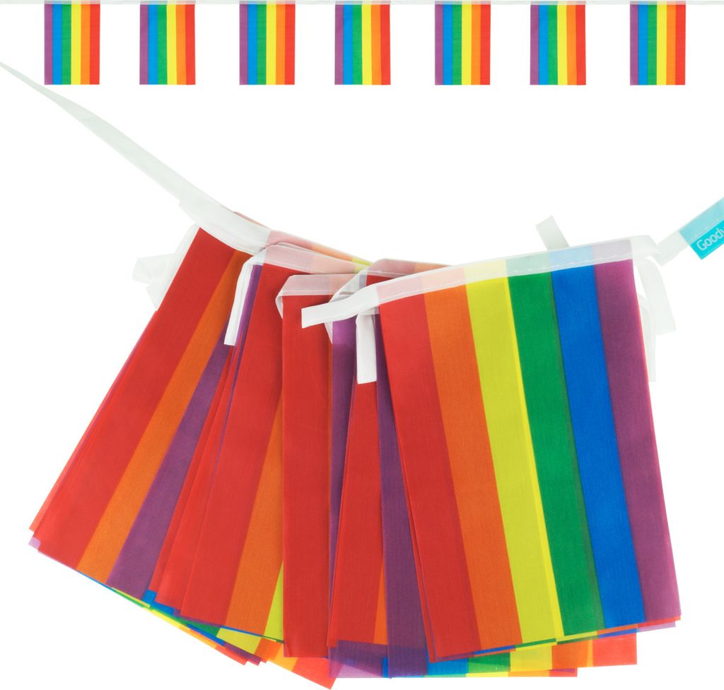 Goodymax® Wimpelkette 7 m Regenbogen STREIFEN bunt Produktbild 