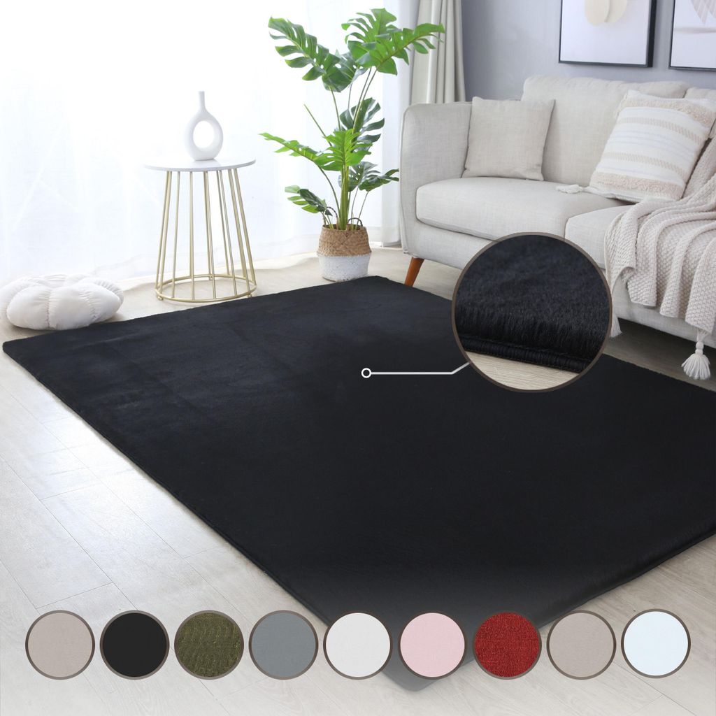 Homebyhome Teppich Wohnzimmer Kunstfell Plüsch Hochflor Shaggy Super Weich Einfarbig Teppich Flauschig Grösse 140x200 cm