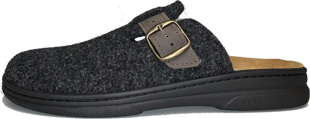 Herren Clogs Filz Pantolette grau von Größe 41 bis 46 Wechselfußbett