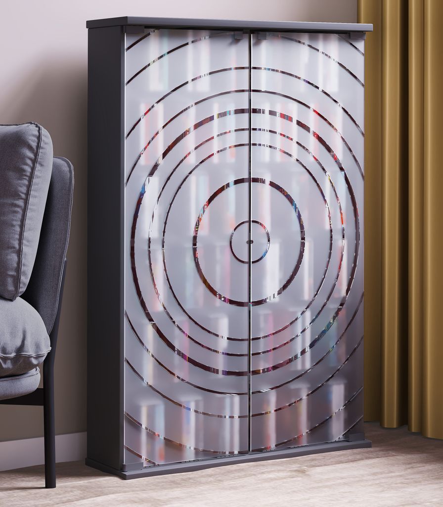 VCM Holz CD DVD Stand Regal | platzsparender CD Schrank mit 2 ESG-Sicherheitsglastüren für 300 CDs oder 130 DVDs oder 72-Videos | Maße: H. 92 x ...