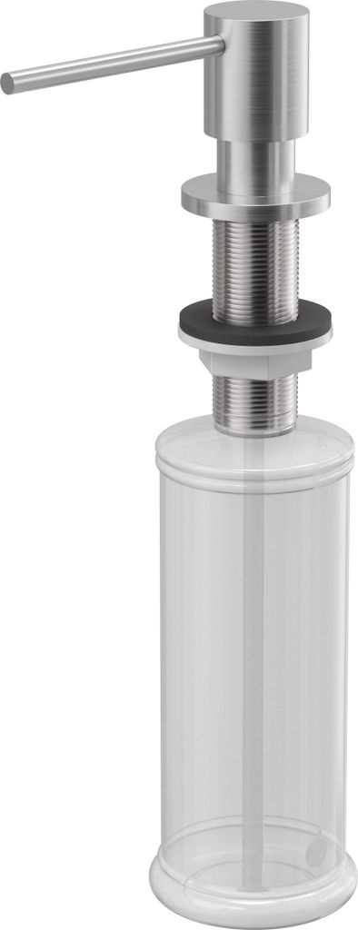 QUADRON Seifenspender LORI SteelQ Einbau Küche, Spülmittelspender Küche, Farbe: Stahl, Seifenspender für Spülbecken mit 500ML Flasche von Oben...