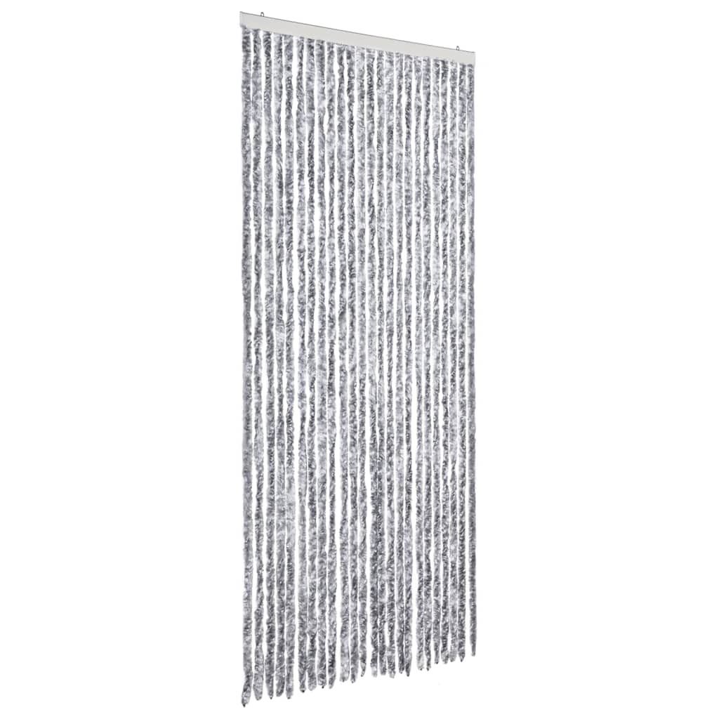 vidaXL Fliegenvorhang Weiß und Grau 100x230 cm Chenille
