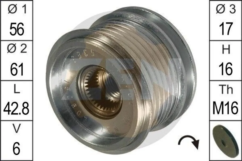 Puleggia Frizione Alternatore ERA ZN5383 - OE 038 903 119 - Alta Efficienza