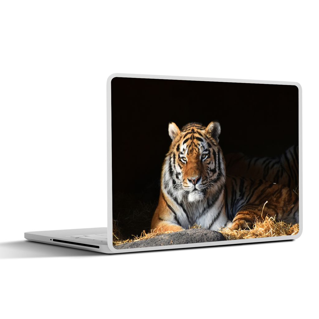 MuchoWow Laptop Aufkleber Sticker Cover Tiger - Stroh - Schatten 30x21 cm - Sticker für Laptop - Selbstklebend