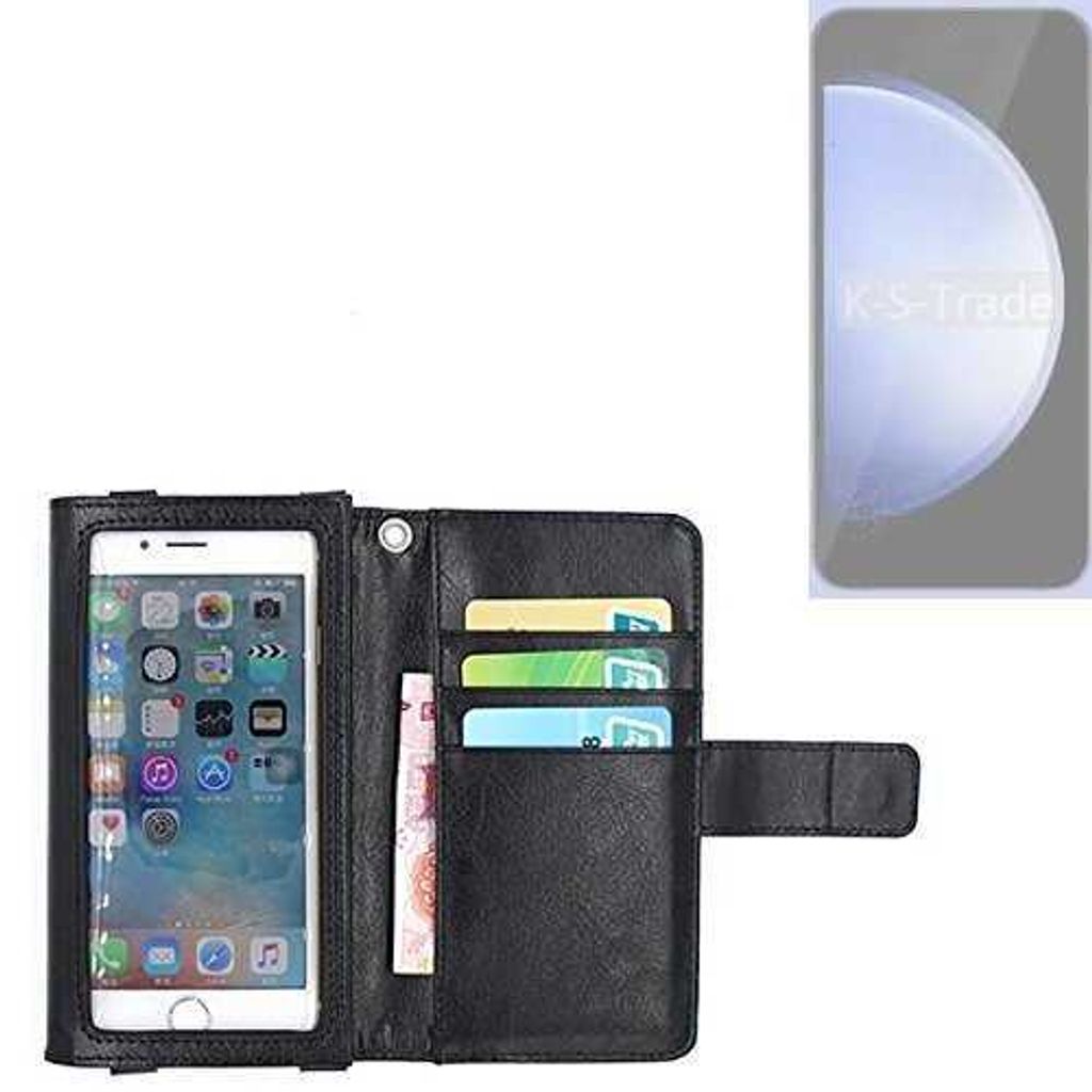 K-S-Trade Handy Hülle Schutz Hülle Kompatibel mit Samsung Galaxy S23 FE Exynos Case mit Displayschutz / Schutzfolie Flip Cover Wallet case Etui