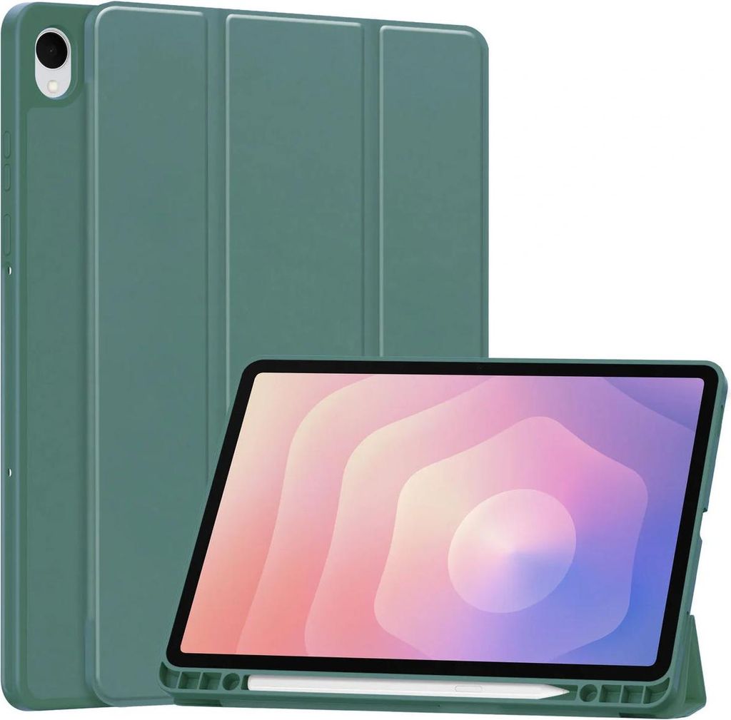 Schutzhülle mit Klappe für Galaxy Tab S11, Bizon Case Tab Lizard, Dunkelgrün