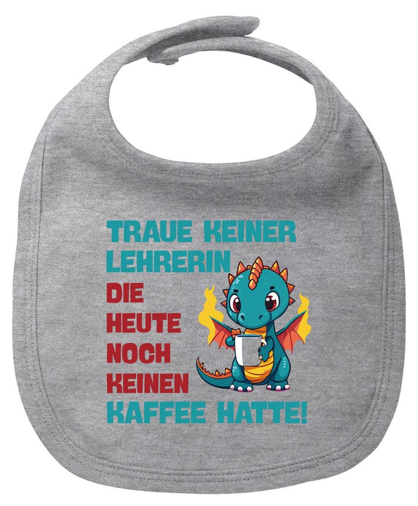 Huuraa Baby Lätzchen Lehrerin trauen noch keinen Kaffee hatte Heather Grey Klettverschluss Baumwolle Latz Geschenkidee
