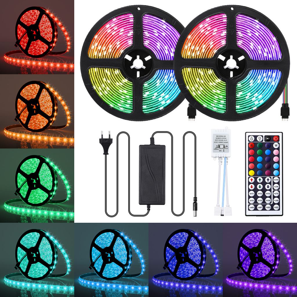 AMBOTHER RGB LED Streifen 2×5 m – 10 m LED Streifenlicht mit Fernbedienung | Farbwechselnde, selbstklebende LED-Strips für Zimmer, TV & Ambient...