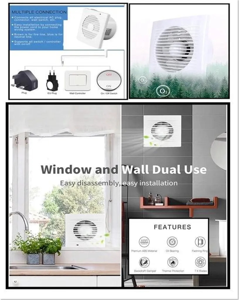 Aspiratore con zanzariera integrata - 125 mm - 17 W - 150 m³/h - Bagno Cucina Ufficio Toilette VMC - 4