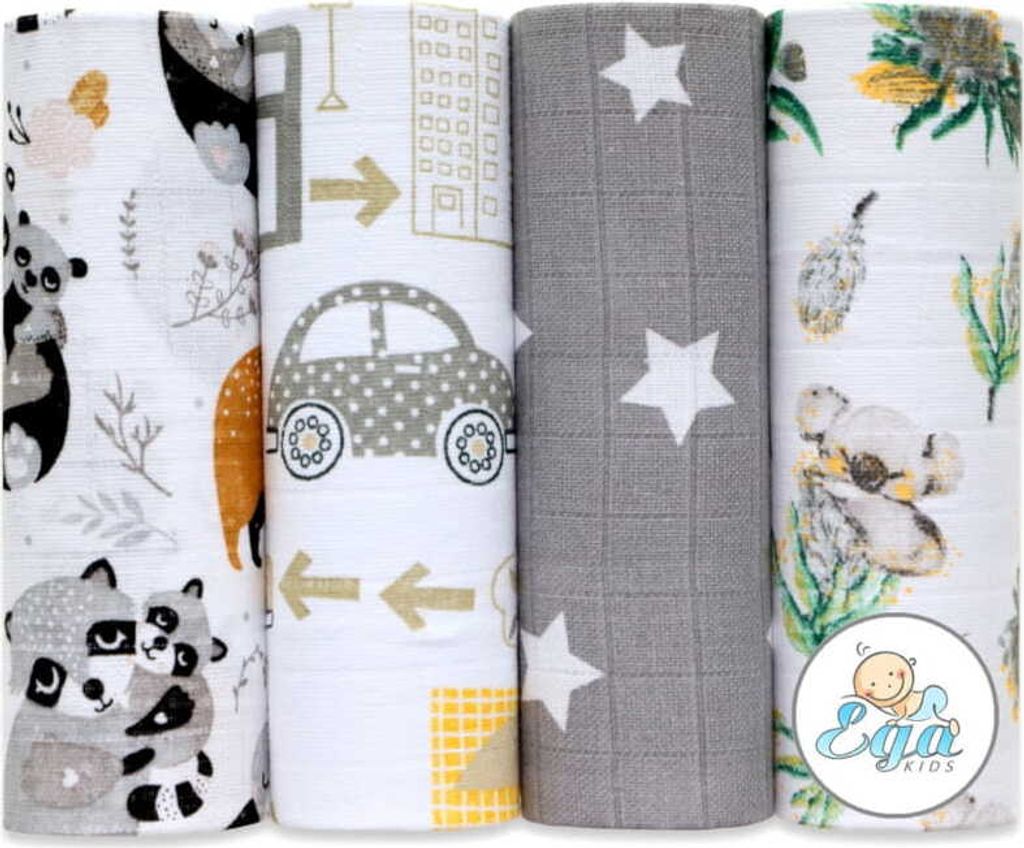 Ega KIDS | Tücher Set - 4 Stück 70x80 cm - Weiche Baumwolle - Multifunktionale Nutzung