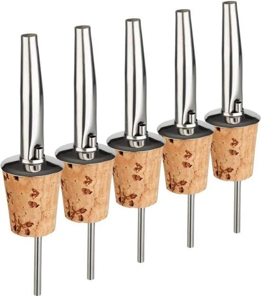 Lot de 5 becs verseurs pour bouteilles de 17-21 mm avec tubes d'aération