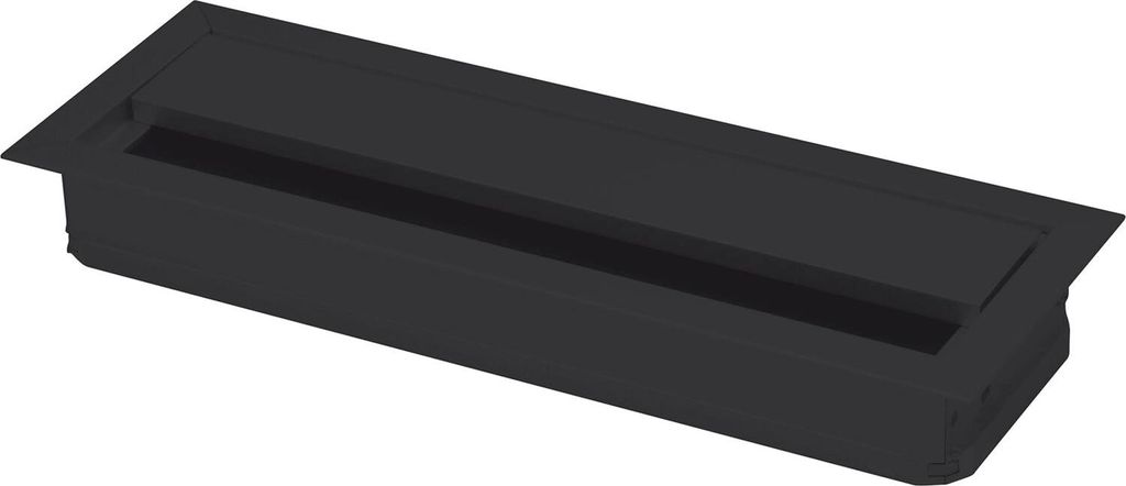 Kabeldurchgang eckig mit Staubschutzbürste, 120x70x25mm, Alu schwarz RAL 9005