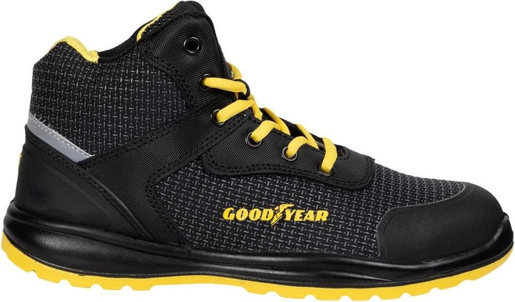 Goodyear Schwarze atmungsaktive Sicherheitsschuhe, Arbeitsschutz, hohes Modell, Kategorie S3 – Größe 40