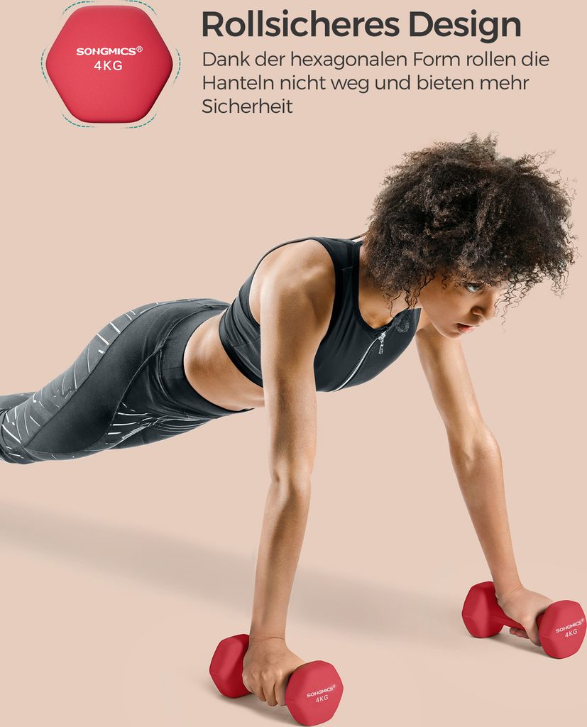 SONGMICS Hanteln, 2er Set, 2 x 4 kg, Hantelset, Produktbild 4